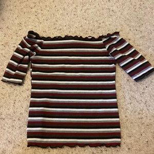 striped off the shoulder top.